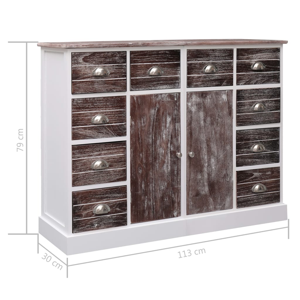 Buffet avec 10 tiroirs Marron 113x30x79 cm Bois