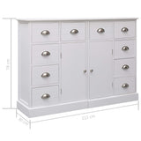 Sideboard with 10 drawers White 113x30x79 cm Wood