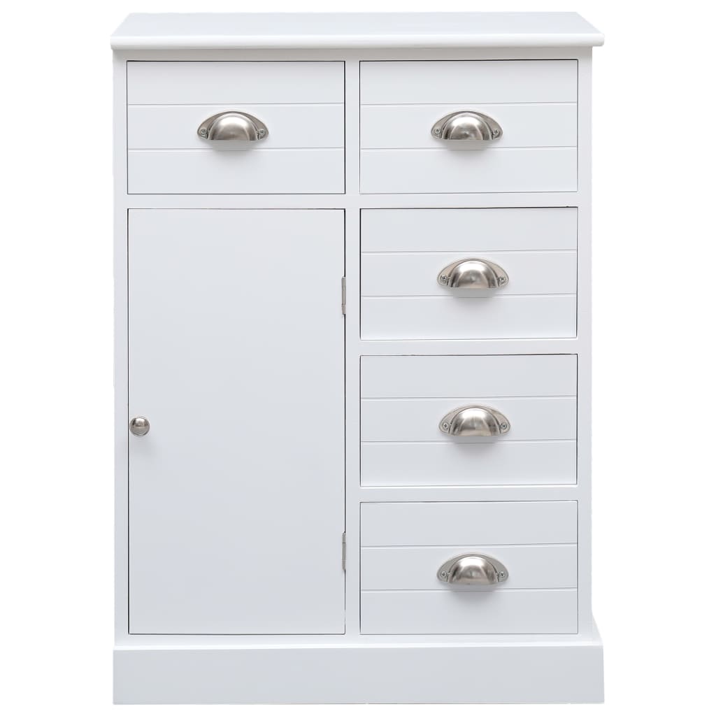 Sideboard with 10 drawers White 113x30x79 cm Wood