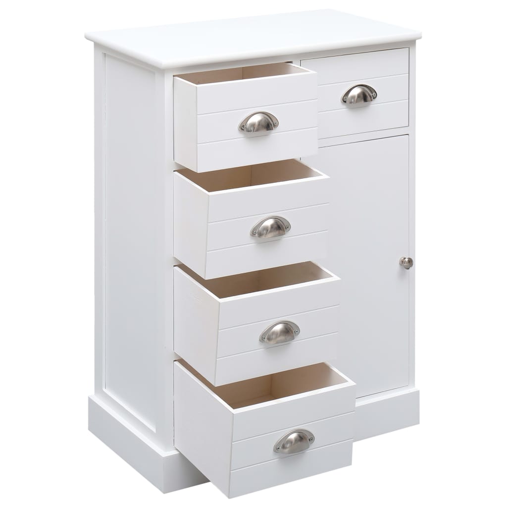 Sideboard with 10 drawers White 113x30x79 cm Wood