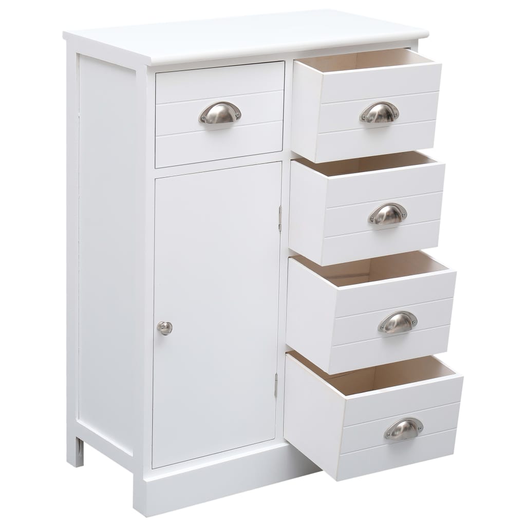 Sideboard with 10 drawers White 113x30x79 cm Wood