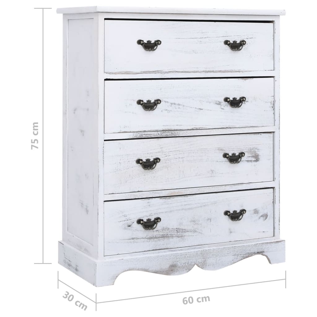 White drawer cabinet 60x30x75 cm Wood