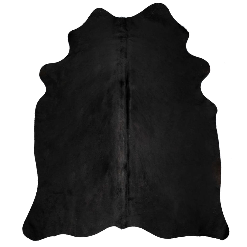 Tapis en peau de vache véritable Noir 150 x 170 cm