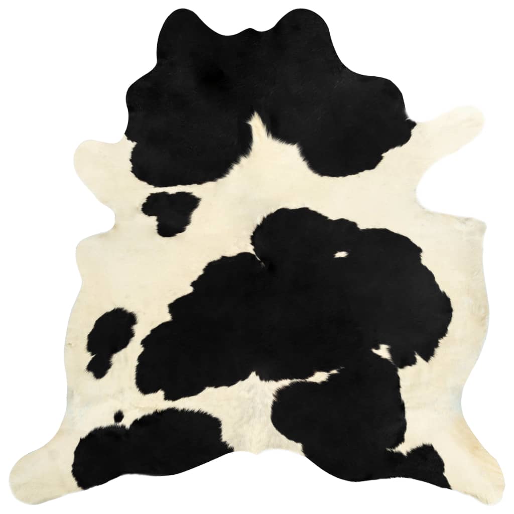 Tapis en peau de vache véritable Noir et blanc 150 x 170 cm