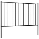 Fence panel and posts Powder coated steel 1.7x0.75 m Black