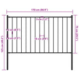 Fence panel and posts Powder coated steel 1.7x0.75 m Black