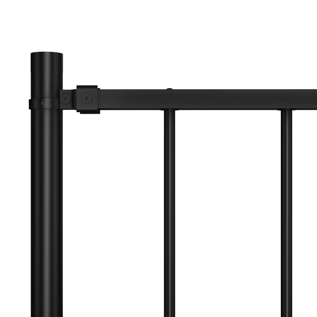 Powder coated steel fence panel and posts 1.7x1 m black