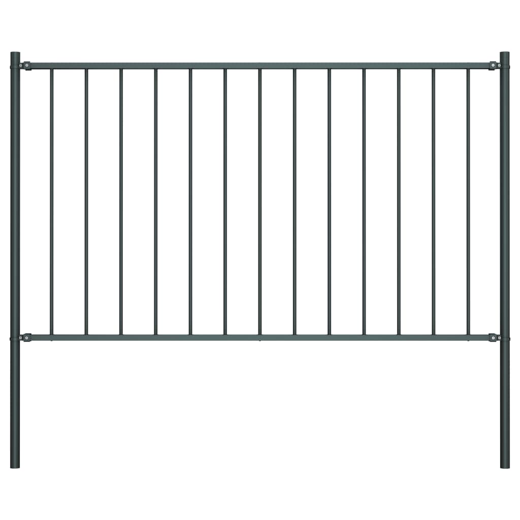 Fence panel post Powder coated steel 1.7x0.75m Anthracite