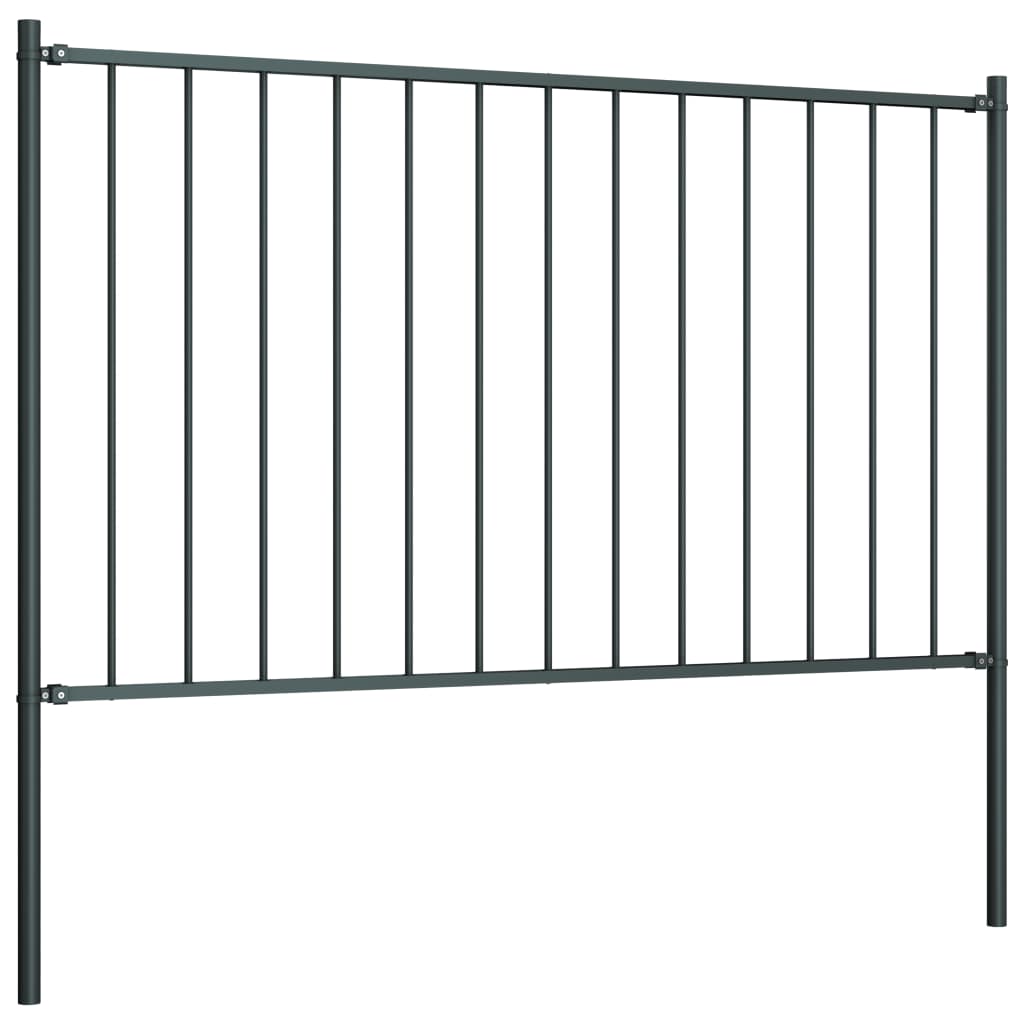 Fence panel post Powder coated steel 1.7x0.75m Anthracite