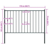 Fence panel post Powder coated steel 1.7x0.75m Anthracite