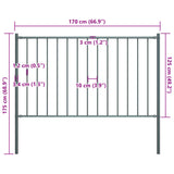 Fence panel post Powder coated steel 1.7x1.25m Anthracite