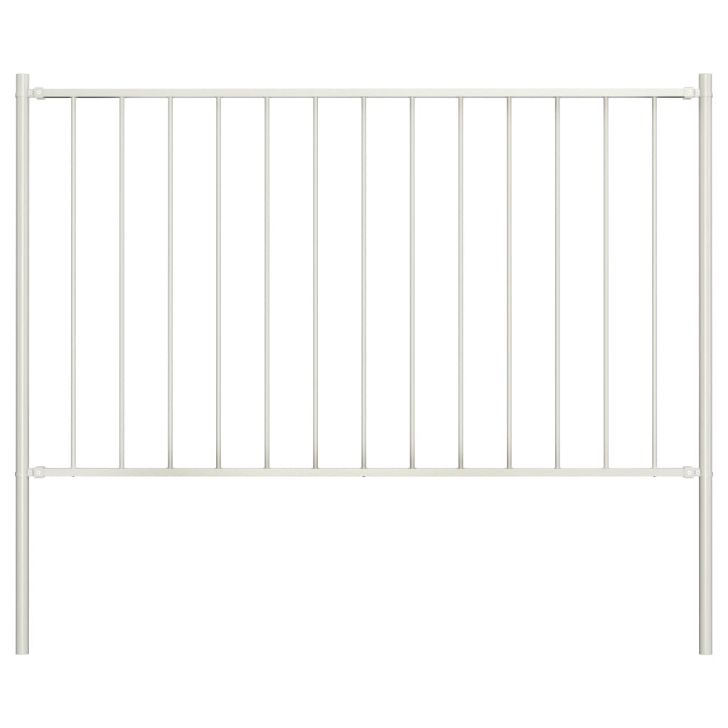 Fence panel post powder coated steel 1.7x0.75 m White