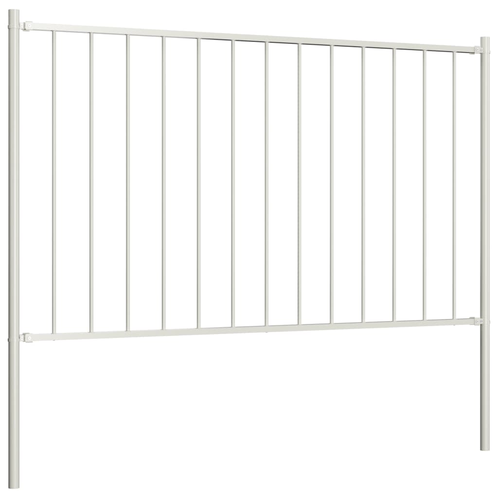 Fence panel post powder coated steel 1.7x0.75 m White