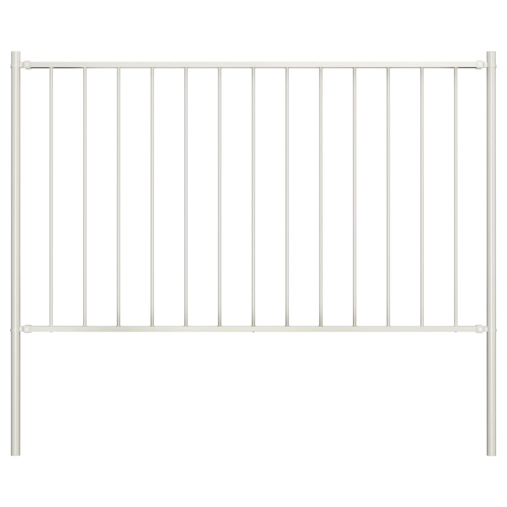 Fence panel post powder coated steel 1.7x1.25 m White