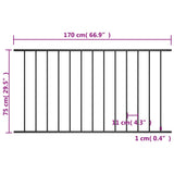 Zaunelement aus pulverbeschichtetem Stahl, 1,7 x 0,75 m, Schwarz