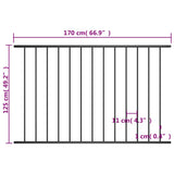 Fence Panel Powder Coated Steel 1.7x1.25m Black