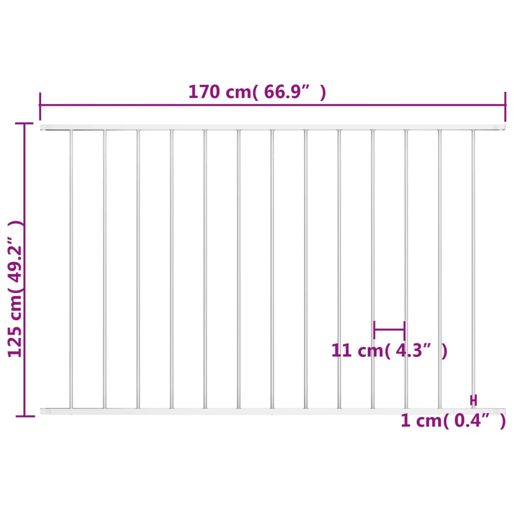 Fence panel Powder coated steel 1.7x1.25 m White