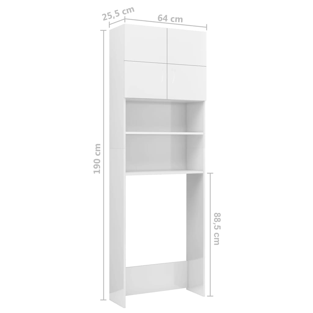 Waschmaschinenschrank Weiß 64x25,5x190cm Holzwerkstoff