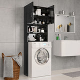 Washing machine cabinet Glossy black 64 x 25.5 x 190 cm