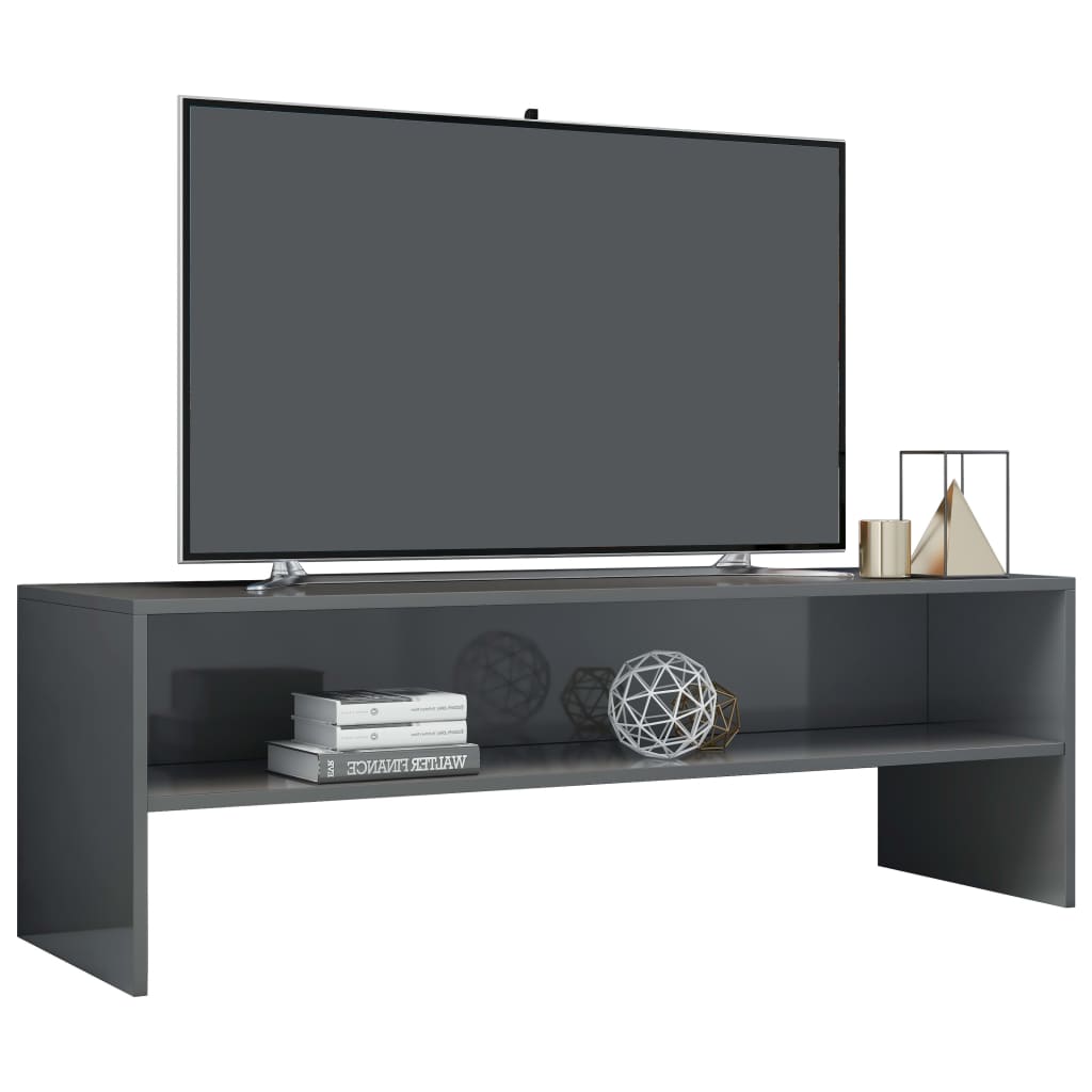 Meuble TV Gris brillant 120x40x40 cm Bois d’ingénierie