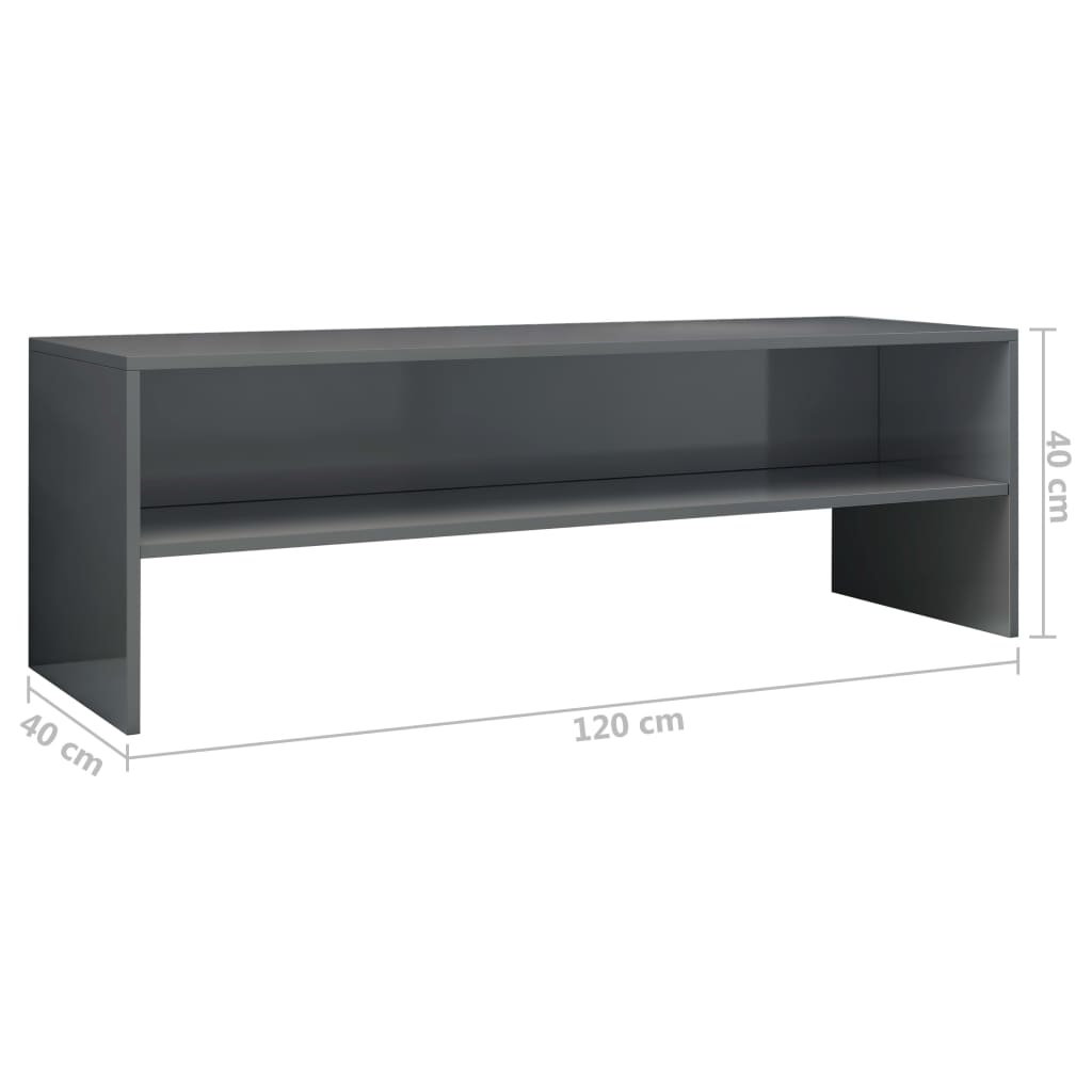 Meuble TV Gris brillant 120x40x40 cm Bois d’ingénierie