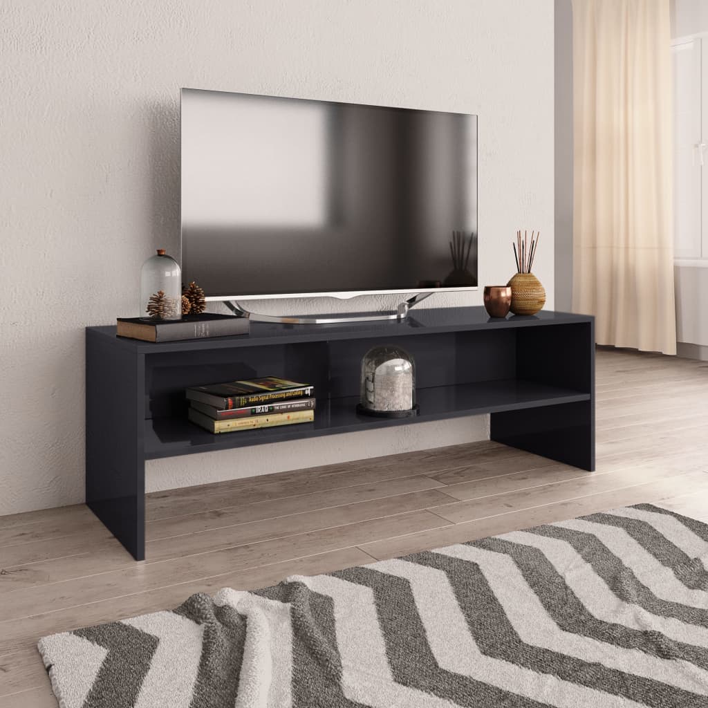 Meuble TV Gris brillant 120x40x40 cm Bois d’ingénierie