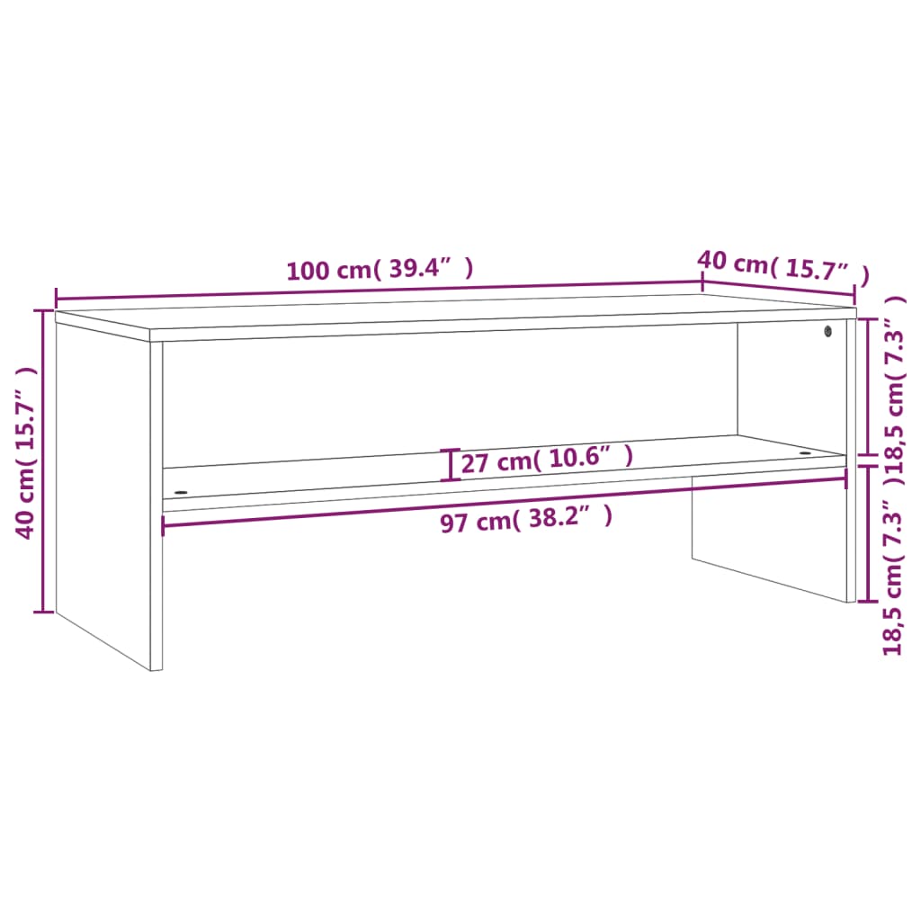 Meuble TV Blanc 100x40x40 cm Bois d’ingénierie