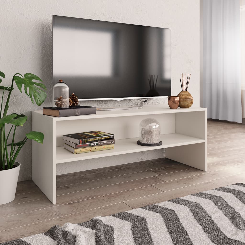 White TV cabinet 100x40x40 cm Engineered wood