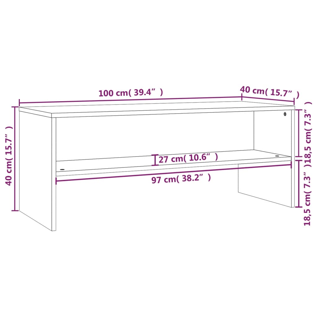 Meuble TV Chêne sonoma 100x40x40 cm Bois d'ingénierie