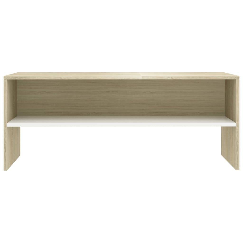 Meuble TV Blanc et chêne sonoma 100x40x40 cm Bois d'ingénierie