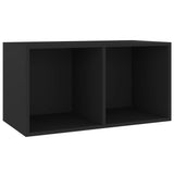 Boîte de rangement de vinyles Noir 71x34x36cm Bois d'ingénierie