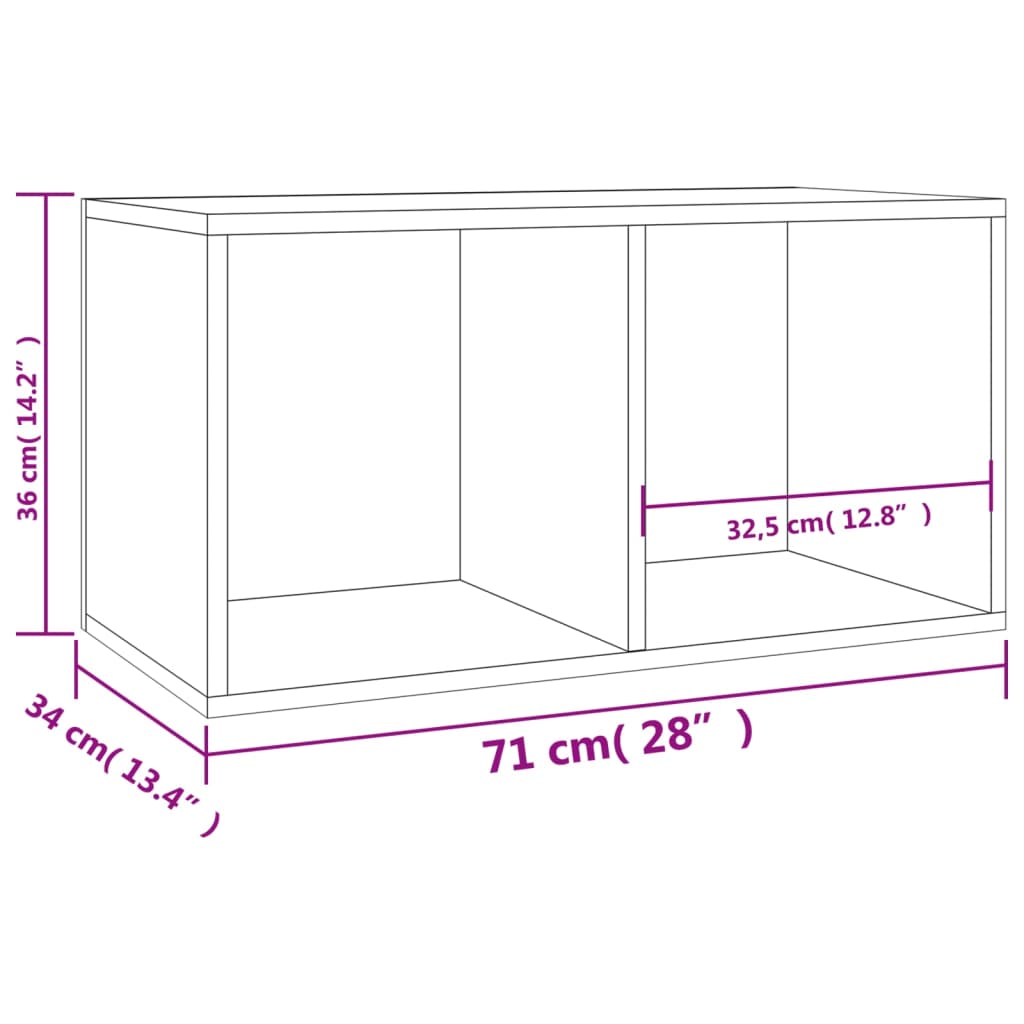 Boîte de rangement de vinyles Chêne sonoma 71x34x36 cm