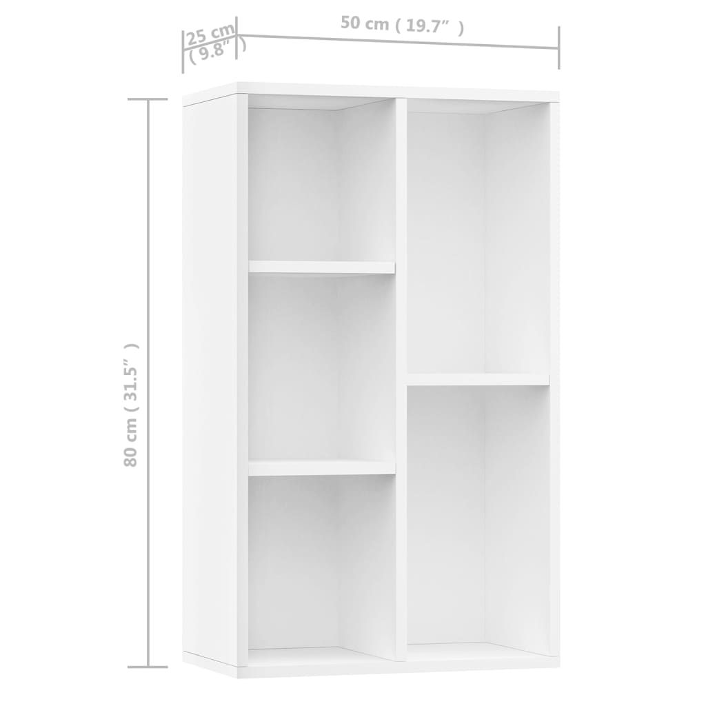 Bibliothèque/Buffet Blanc 50x25x80 cm Bois d’ingénierie