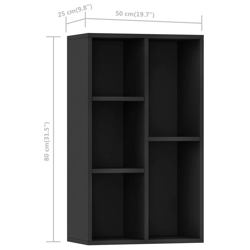 Bibliothèque/Buffet Noir 50x25x80 cm Bois d’ingénierie