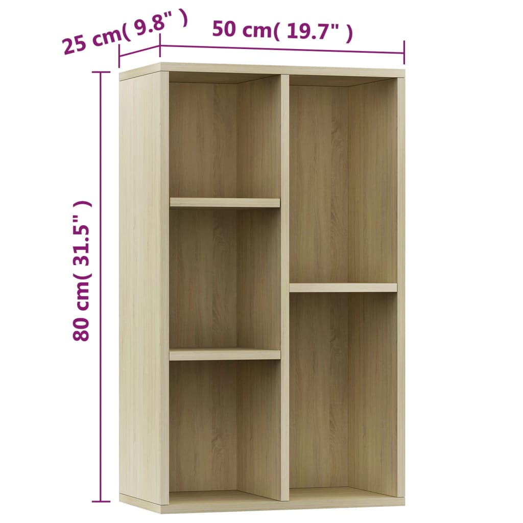 Bibliothèque/Buffet Chêne sonoma 50x25x80 cm Bois d’ingénierie