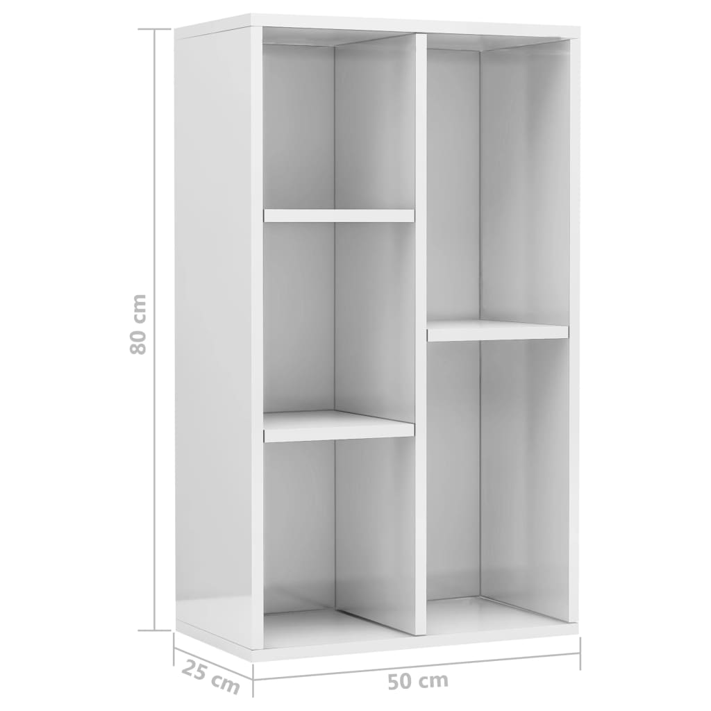 Bibliothèque/buffet blanc brillant 50x25x80cm Bois d’ingénierie