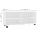 Meuble TV avec roulettes Blanc 90x35x35 cm Bois d'ingénierie