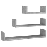 Étagères murales 3 pcs Gris béton Bois d'ingénierie