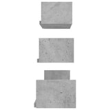 Étagères murales 3 pcs Gris béton Bois d'ingénierie