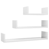 Étagères murales 3 pcs Blanc brillant Bois d'ingénierie