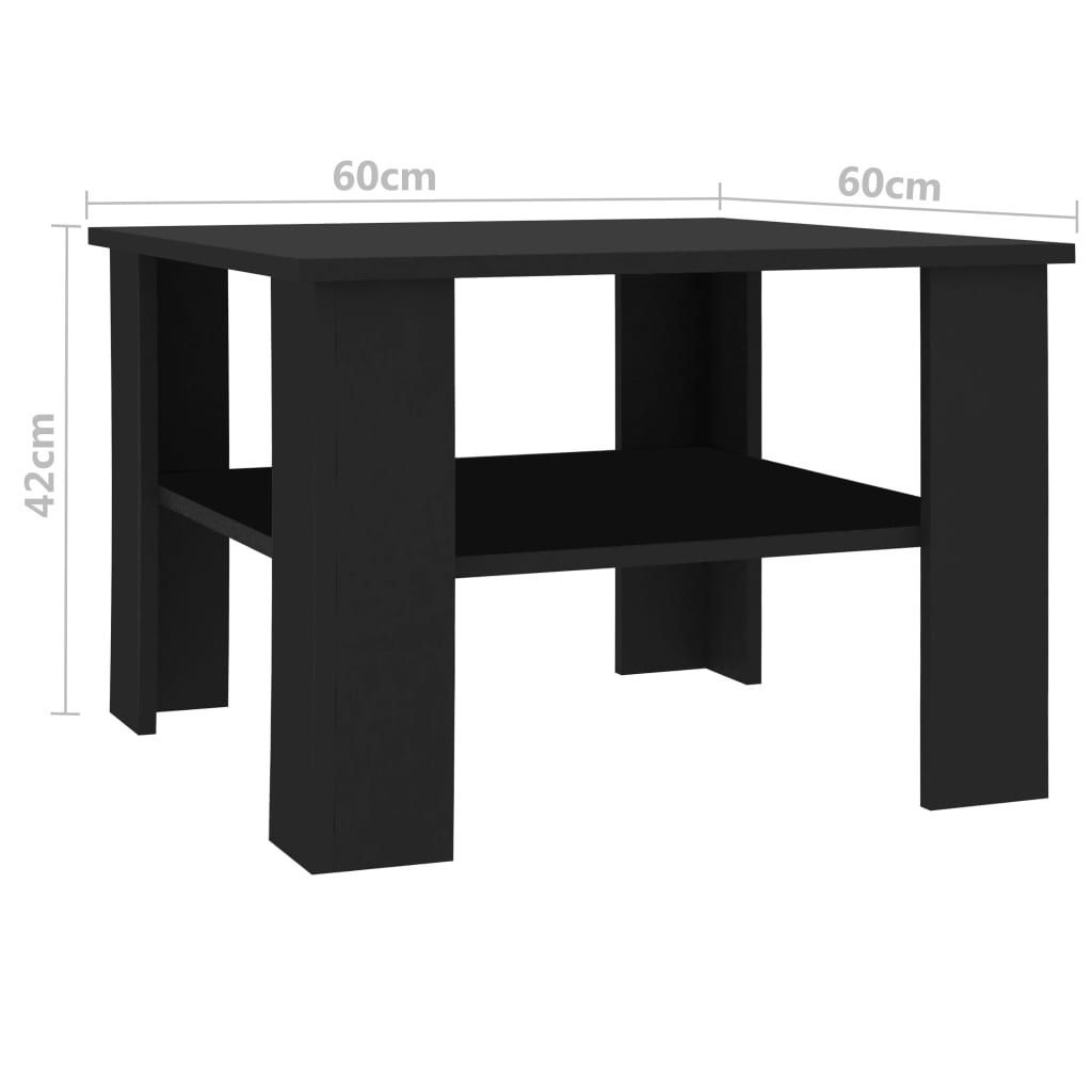 Table basse Noir 60x60x42 cm Bois d’ingénierie