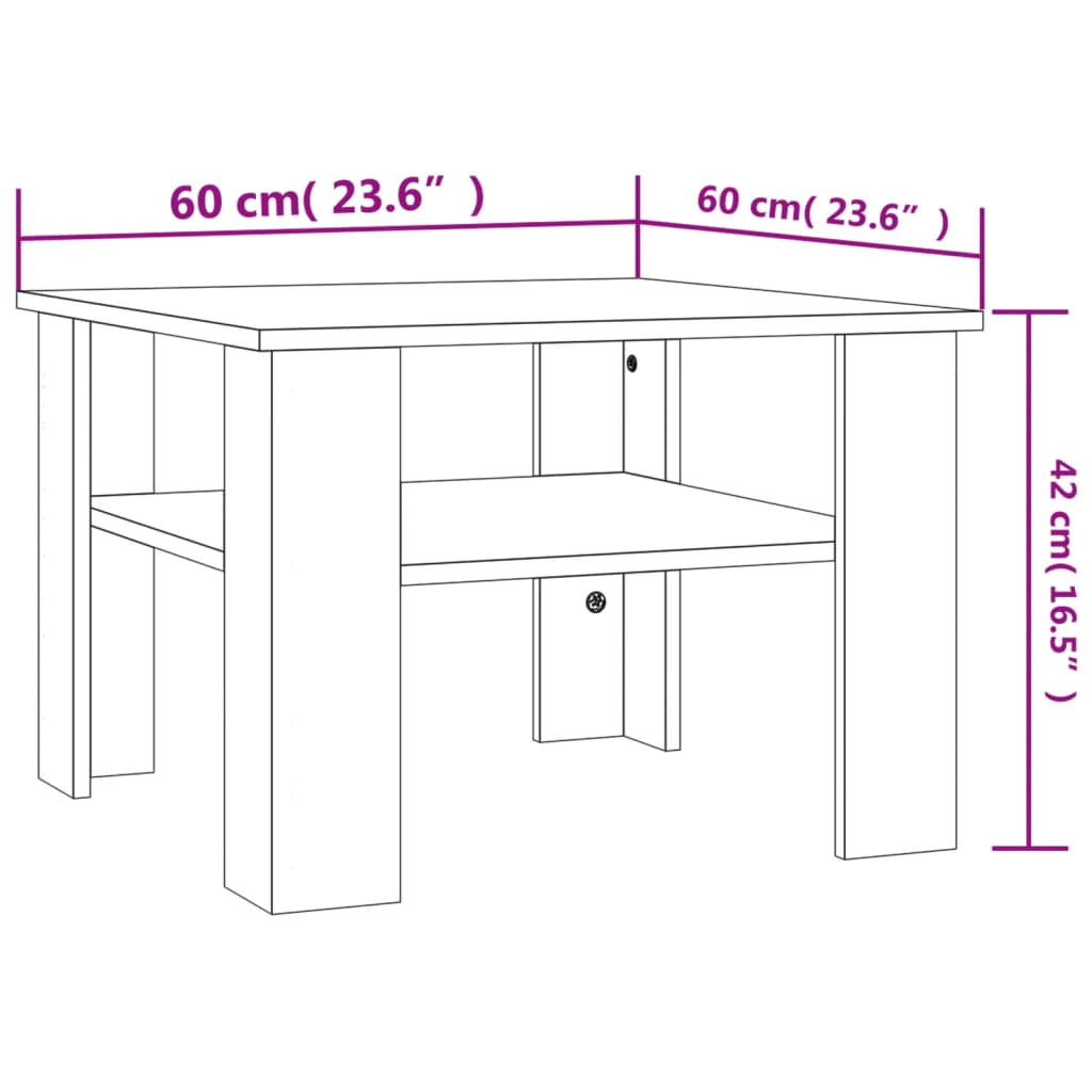 Table basse Chêne sonoma 60x60x42 cm Bois d’ingénierie