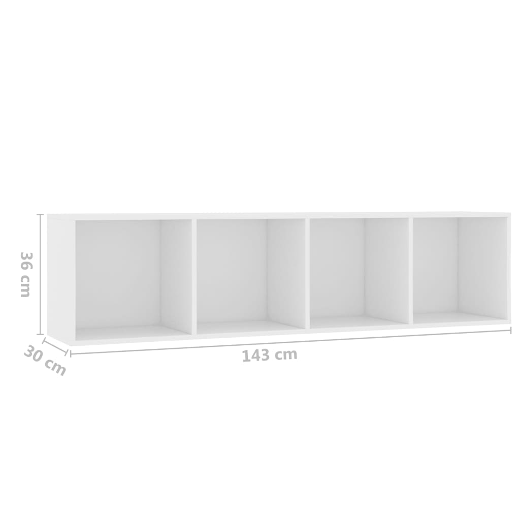 Bibliothèque/Meuble TV Blanc 143x30x36 cm