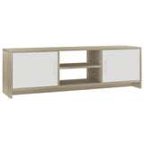 Meuble TV Blanc et chêne sonoma 120x30x37,5cm Bois d’ingénierie