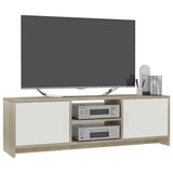 Meuble TV Blanc et chêne sonoma 120x30x37,5cm Bois d’ingénierie