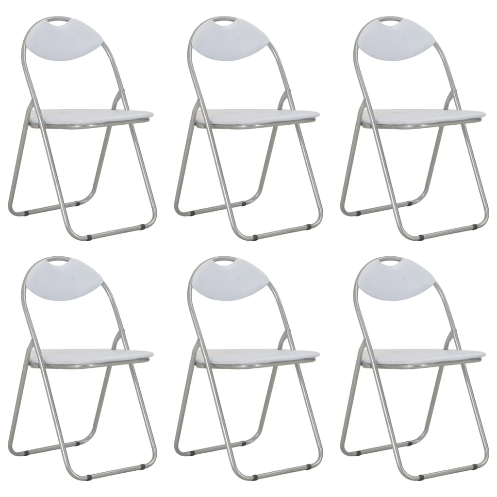 Chaises pliantes à manger lot de 6 blanc similicuir