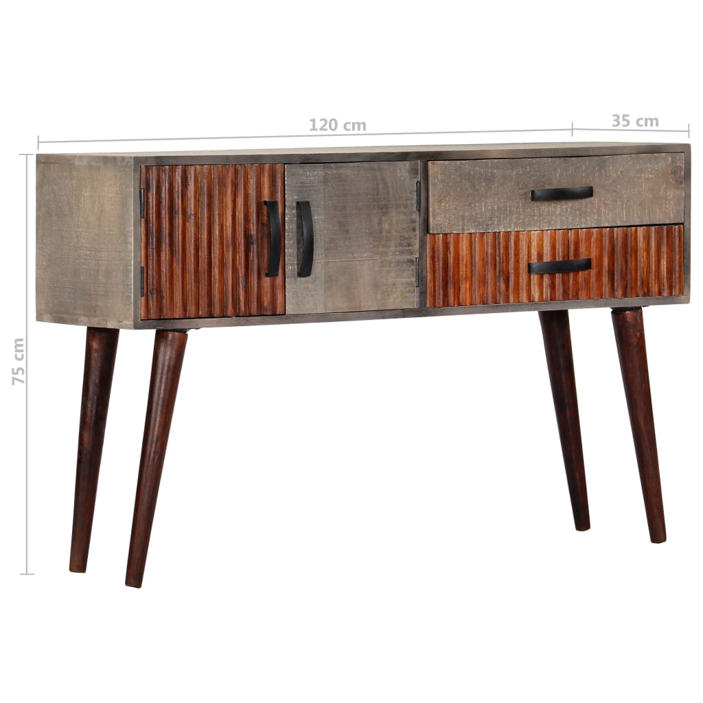 Console table Grey 120x35x75 cm Solid raw mango wood