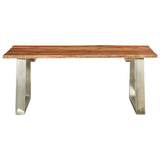 Table basse 100x60x40 cm Bois d'acacia et acier inoxydable