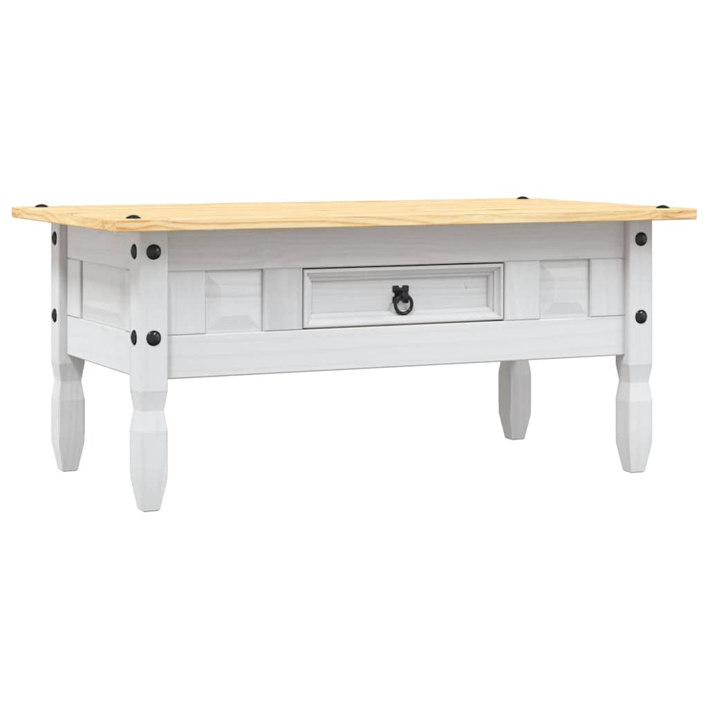 Table basse Pin mexicain Gamme Corona Blanc 100x55x45 cm