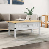 Table basse Pin mexicain Gamme Corona Blanc 100x55x45 cm